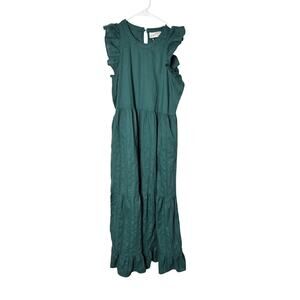 Universal Thread Blue Midi Dress Womens Sz XS Teal Ruffle Tiered Gauzy Long Boho